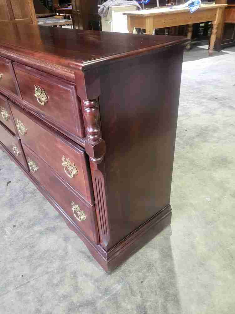 Antique repro low long chest of drawers 3 over 4