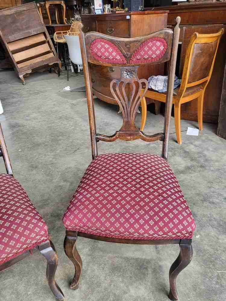4 Antique art nouveau high back dining chairs curved legs