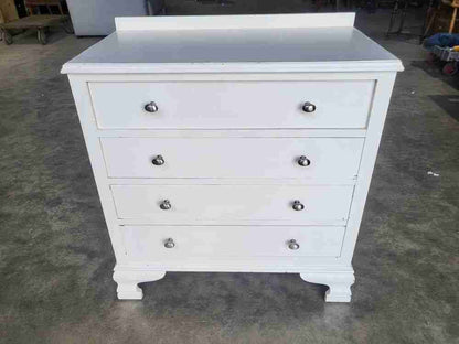20thC white small chest of drawers 4 drawers bracket feet bedroom