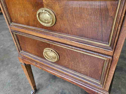 Antique Edwardian side end lamp table 2 drawers tapered legs