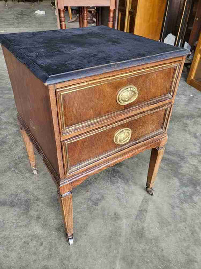 Antique Edwardian side end lamp table 2 drawers tapered legs