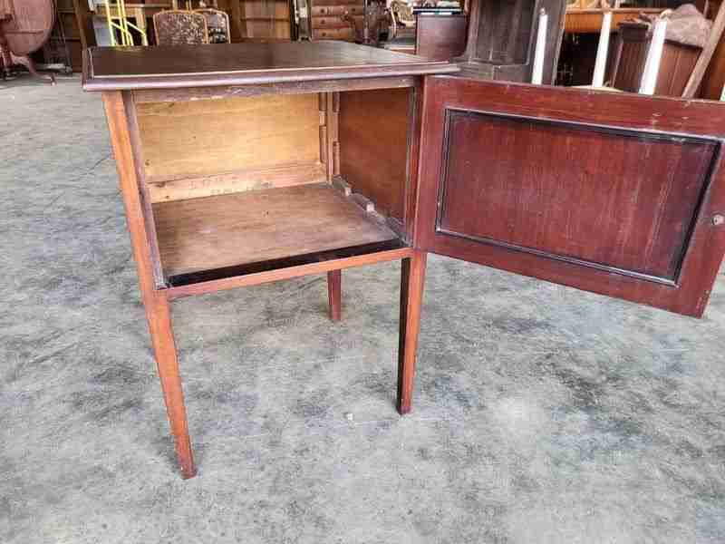 Antique Edwardian tall legs pot cupboard side end lamp table