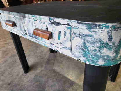 20thC 50's style small console side end dressing table 2 drawers curved legs