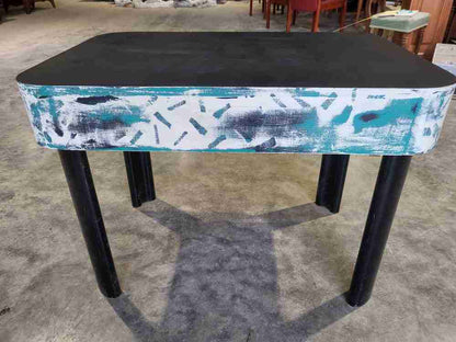 20thC 50's style small console side end dressing table 2 drawers curved legs
