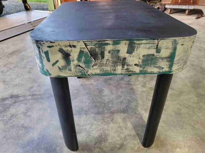 20thC 50's style small console side end dressing table 2 drawers curved legs