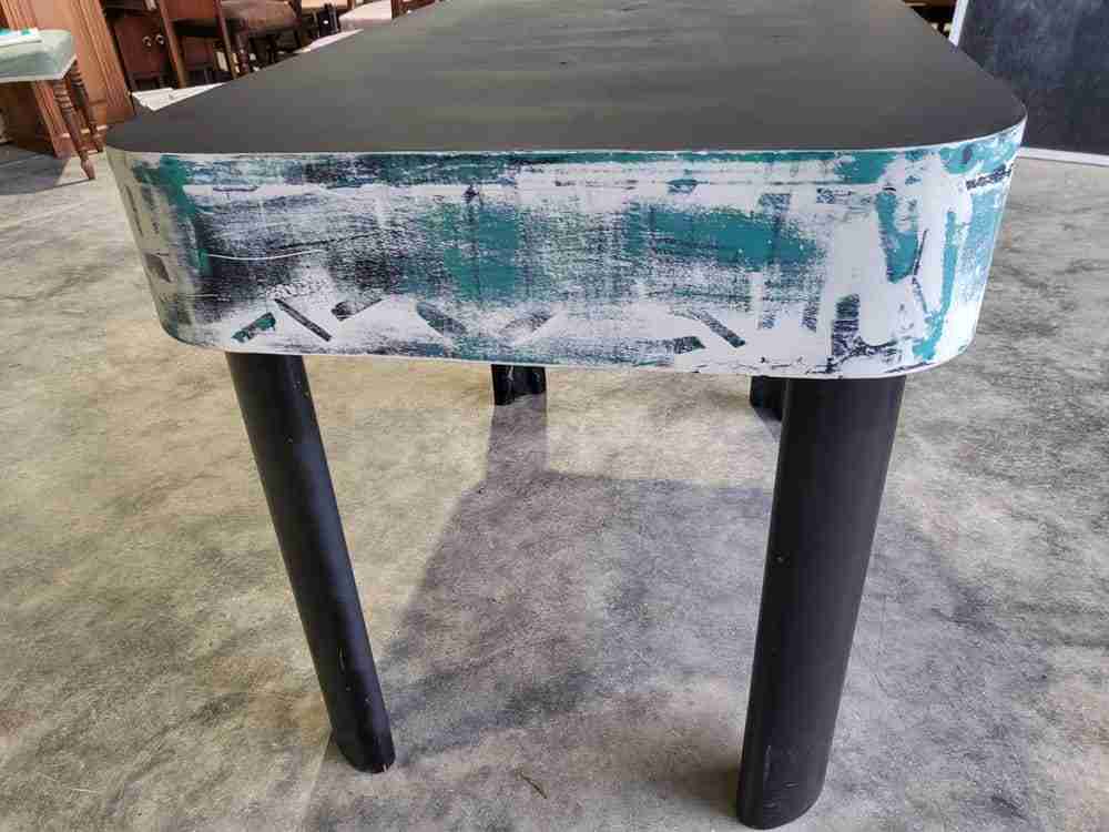 20thC 50's style small console side end dressing table 2 drawers curved legs