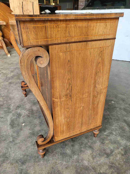 Antique inlaid small sideboard cupboard curved columns
