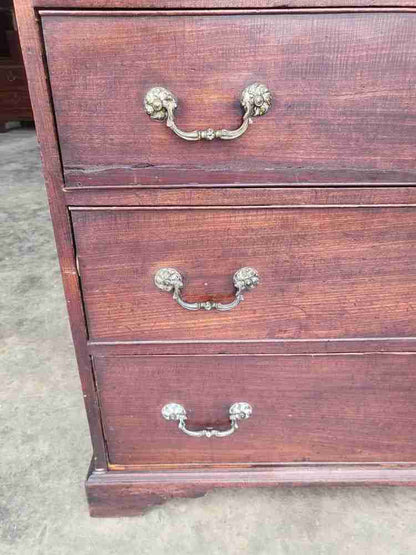 Antique Victorian  2 over 3 chest of drawers bracket feet brass handles