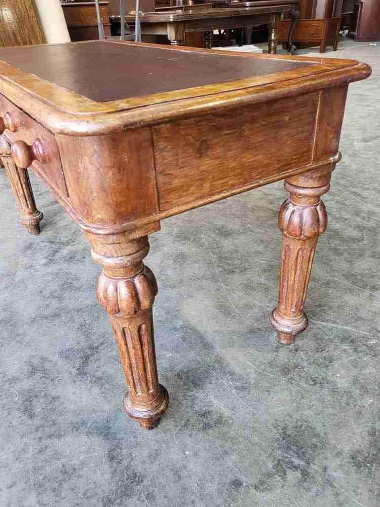 Antique Victorian 2 drawer hall serving side table turned legs