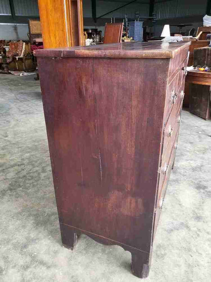Antique Georgian Mahogany 3 over 3 inlaid chest of drawers square legs