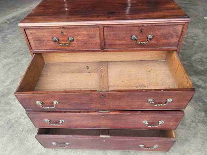 Antique Victorian  2 over 3 chest of drawers bracket feet brass handles