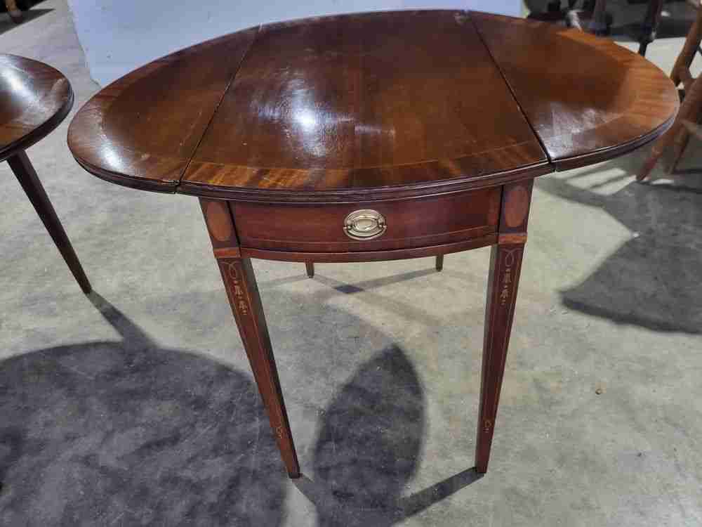 Pair two antique repro Pembroke side inlaid occasional dining tables PRICE x 1