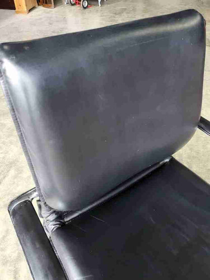 Black leather chrome swivel tilt adjust height office chair