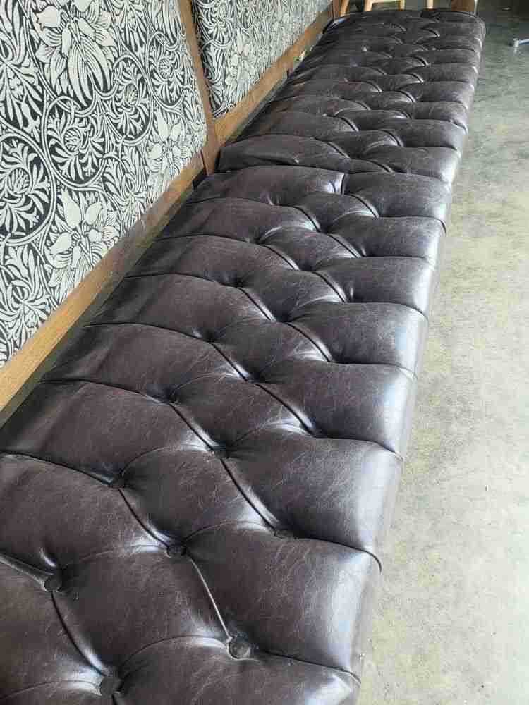Large 8' leather seat high back bench seat turned legs home business