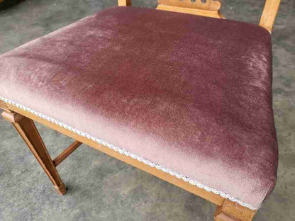 20thC square legs rose fabric bedroom bathroom chair