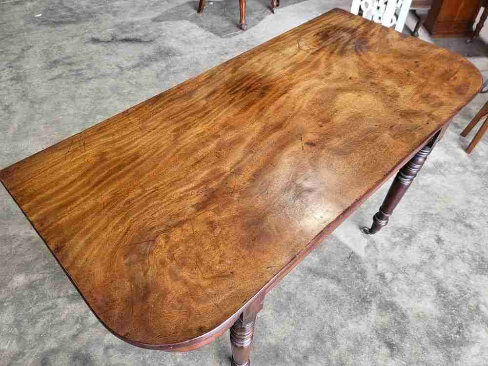 Two Antique Georgian mahogany D end turned leg hall server dining table deskPRICEX1