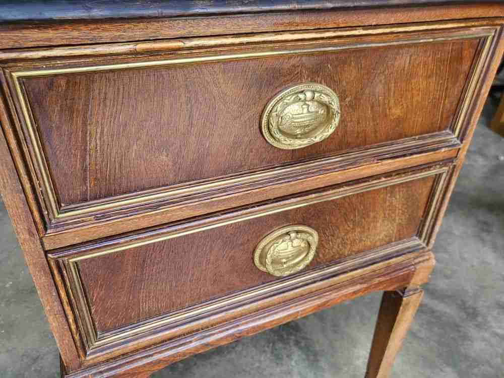 Antique Edwardian side end lamp table 2 drawers tapered legs
