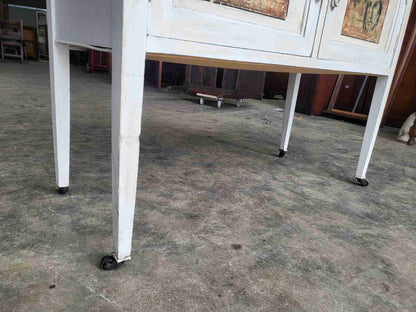 Antique Edwardian marble 2 door washstand painted cupboard