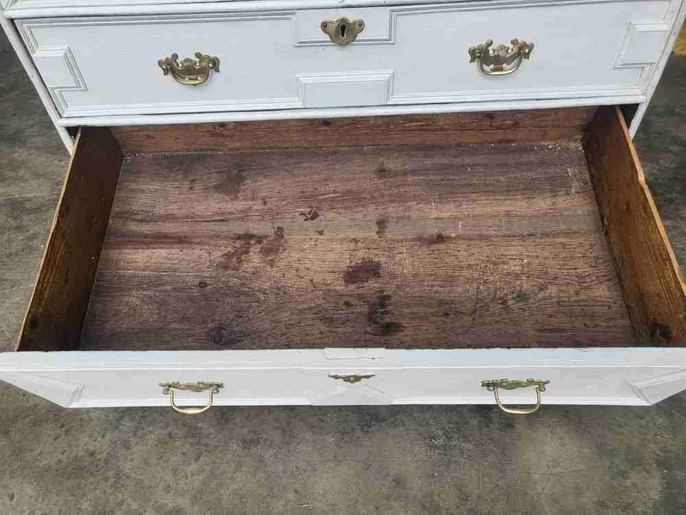 Antique Georgian painted white bureau desk dressing table 10 drawers