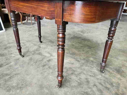 Two Antique Georgian mahogany D end turned leg hall server dining table deskPRICEX1