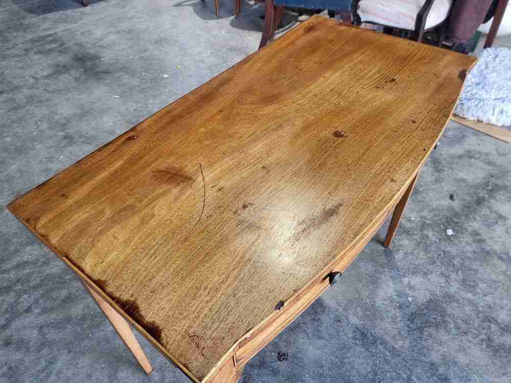 Antique Edwardian bow front 2 drawer writing table desk