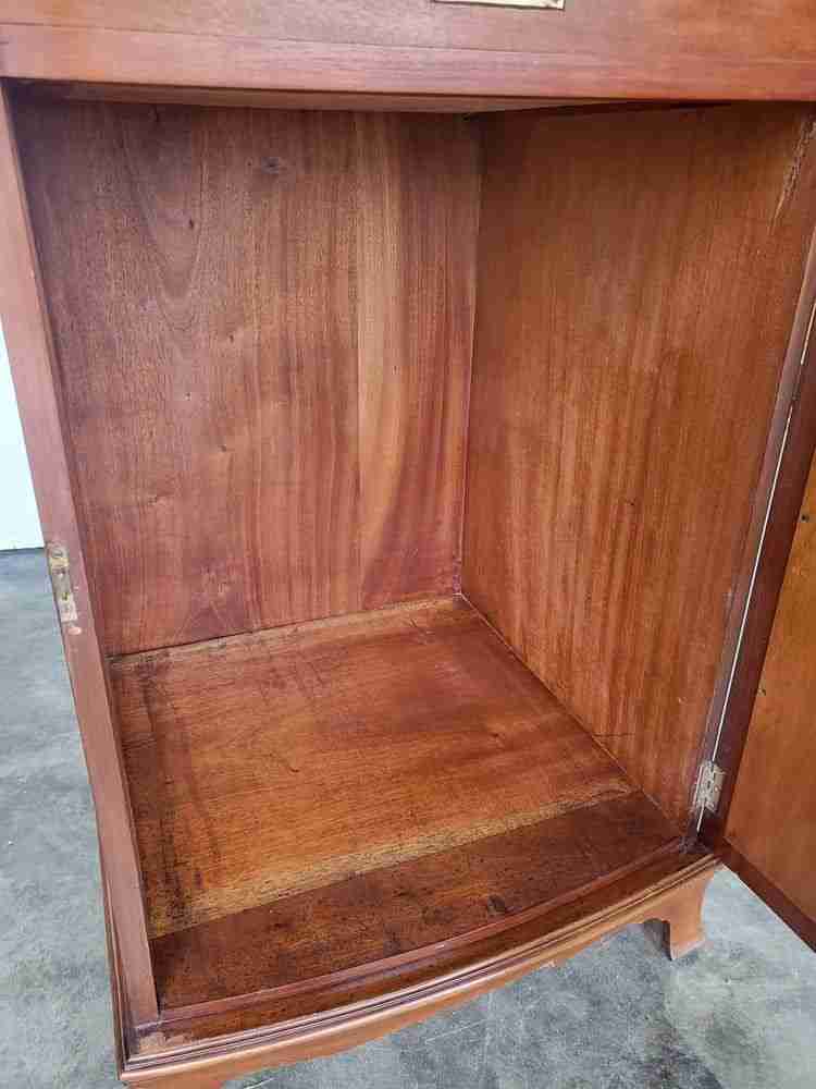 Antique bow front side end cupboard cabinet drawer