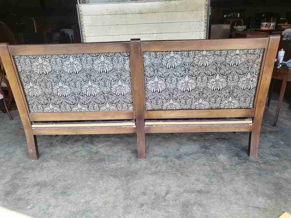 Large 8' leather seat high back bench seat turned legs home business