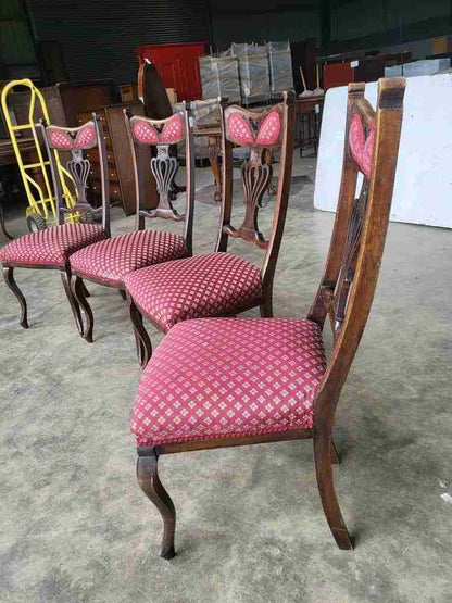 4 Antique art nouveau high back dining chairs curved legs