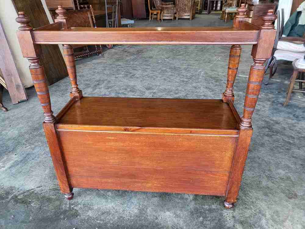 Antique mahogany two tier buffet serving table cupboard