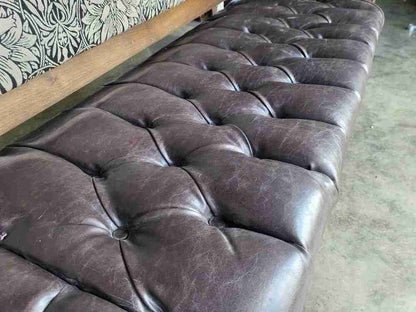 Large 8' leather seat high back bench seat turned legs home business