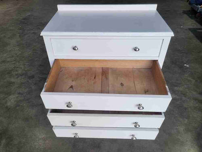 20thC white small chest of drawers 4 drawers bracket feet bedroom