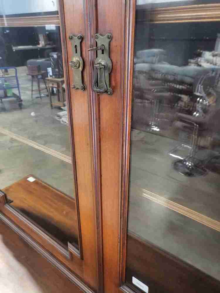 Antique Victorian large glazed bookcase cabinet cupboard drawers