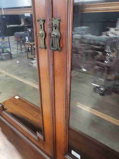 Antique Victorian large glazed bookcase cabinet cupboard drawers