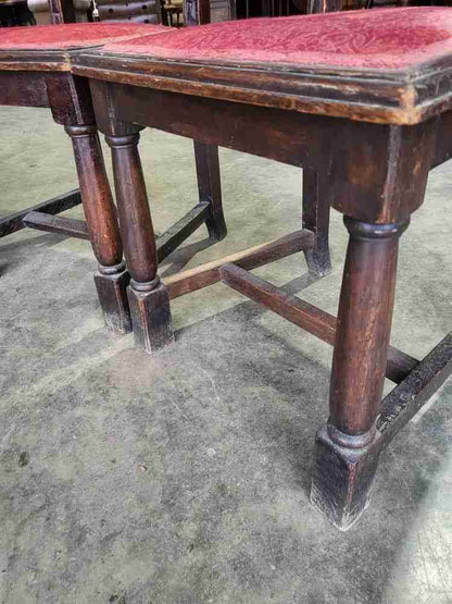 Antique carved oak high back dining chairs 18thC style