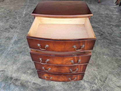 Antique repro small bow front chest of 4 drawers