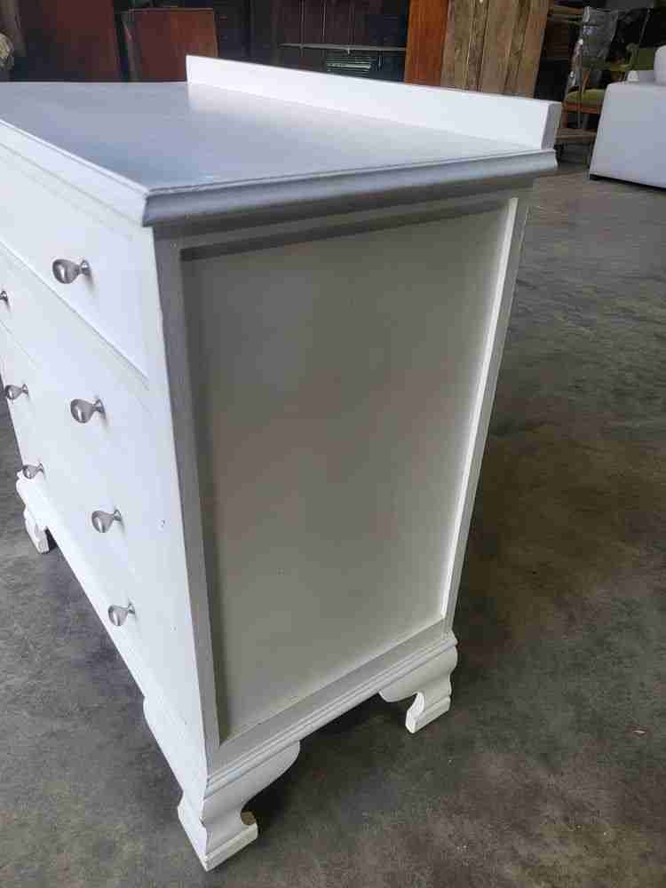20thC white small chest of drawers 4 drawers bracket feet bedroom