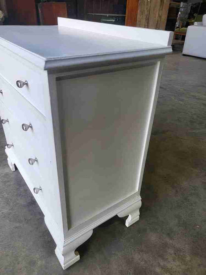 20thC white small chest of drawers 4 drawers bracket feet bedroom