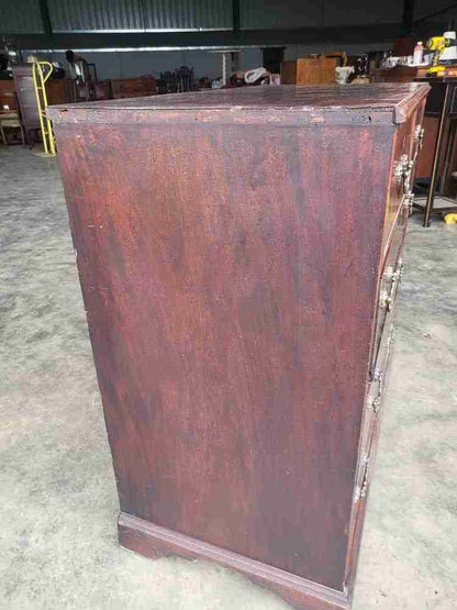 Antique Victorian  2 over 3 chest of drawers bracket feet brass handles