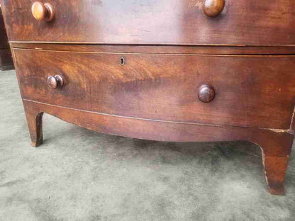 Antique Victorian mahogany bow front 2 over 3 chest of drawers