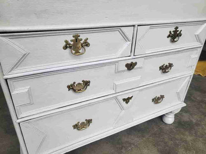 Antique Georgian painted white bureau desk dressing table 10 drawers