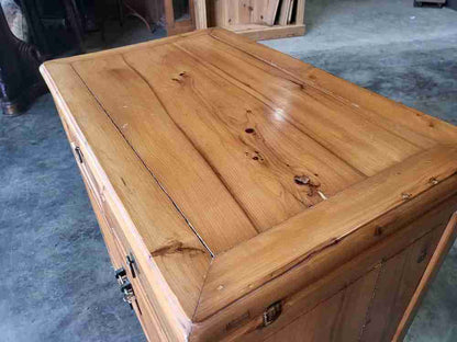 Vintage 20thC small Chinese cupboard cabinet 2 drawers square legs