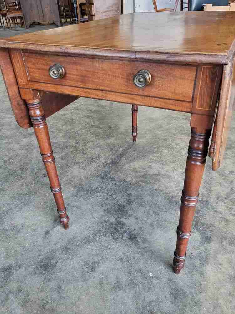 Antique inlaid Pembroke drop leaf dining occasional  table