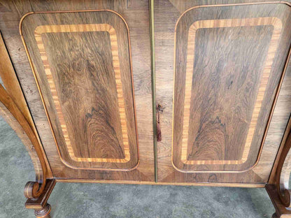 Antique inlaid small sideboard cupboard curved columns