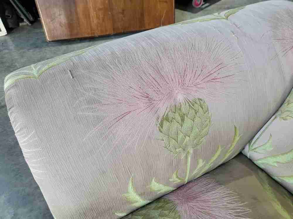 Curved small 2 seat silk floral sofa shabby bed end seat