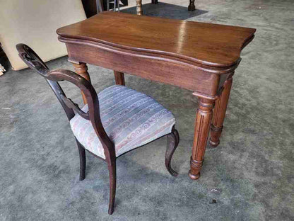 Antique serpentine extending dining occasional hall desk table