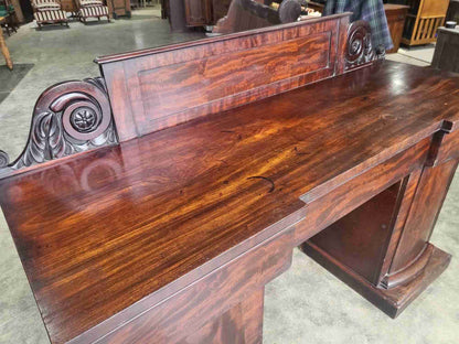 Antique Edwardian Victorian mahogany twin pedestal sideboard drawers wine drawer