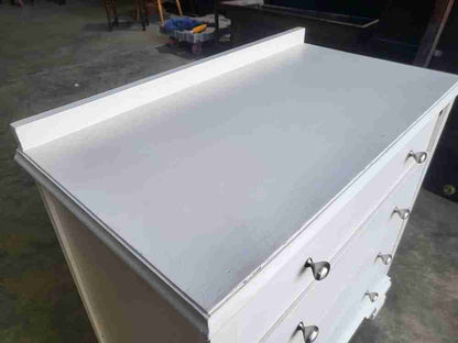 20thC white small chest of drawers 4 drawers bracket feet bedroom