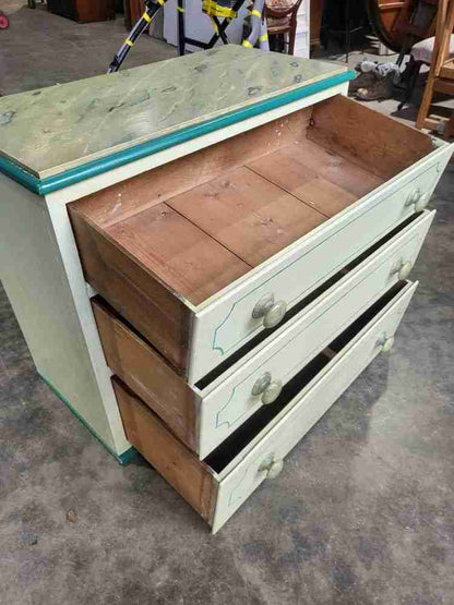 Antique Victorian painted small low chest of drawers