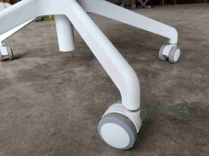 20thC 70's style swivel tilt office arm chair 5 star metal base castors white