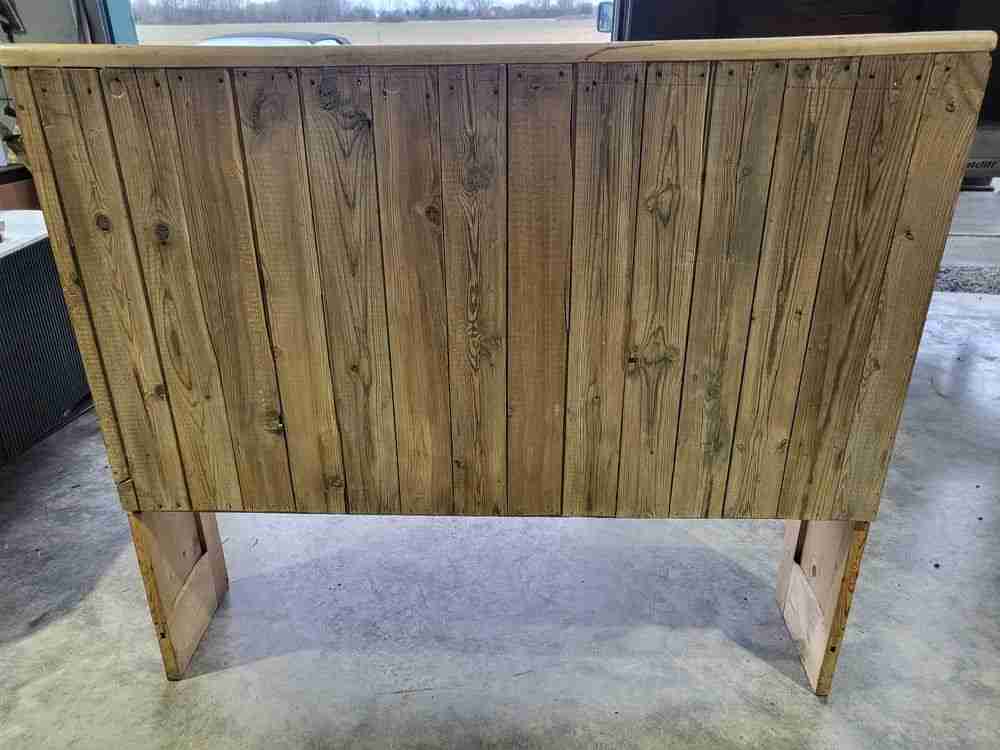 20thC Stripped pine high back panelled bench kitchen country farmhouse seat
